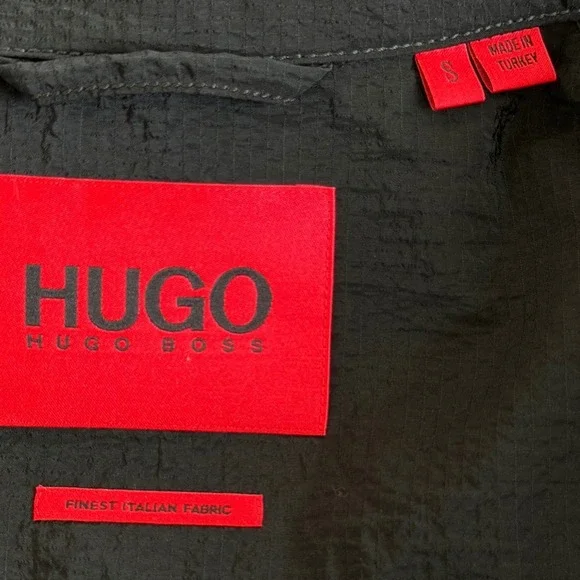 HUGO BOSS | Black Lightweight Nylon Shirt Jacket | Crinkle Texture | Size Small - Picture 6 of 10